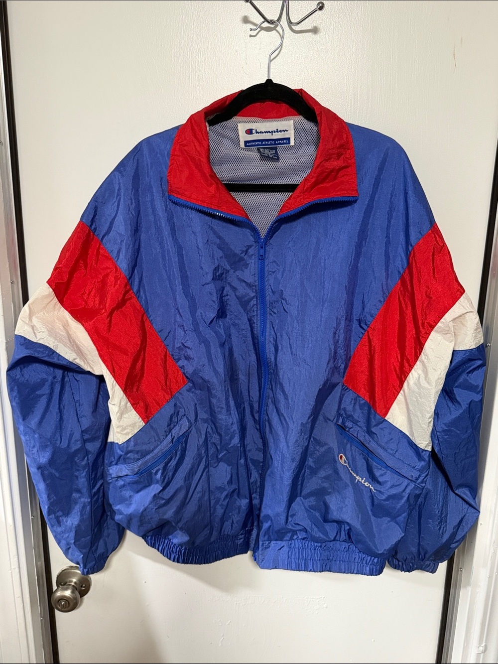 Champion Blue Red White Colorblock Track Jacket